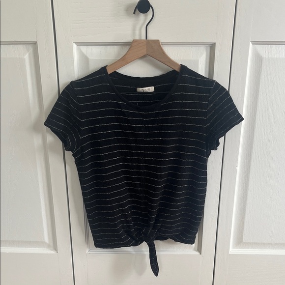 Madewell Tops - Madewell Black and White Striped Tie-Front Tee